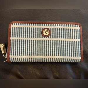 Spartina 449 Blue and Brown Striped Wallet